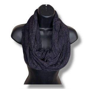Dark Grey Black Boho Paisley Infinity Scarf Goth Bohemian
